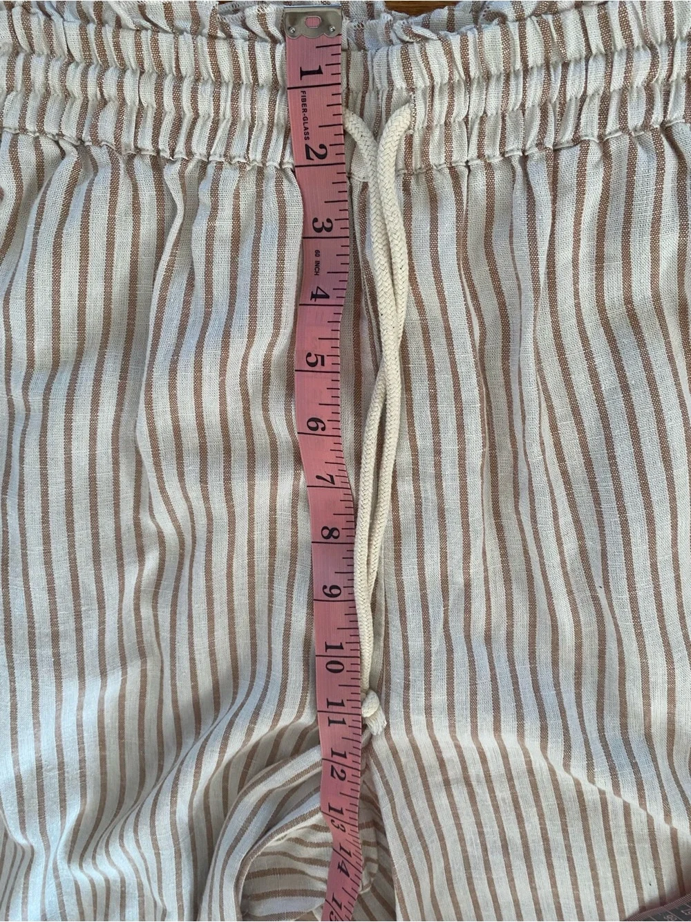 Saltwater Luxe NWT Almond Stripe Wide Leg Drawstring Pants Linen Blend M - Picture 14 of 16